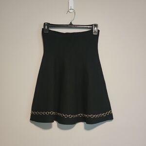 Zara Black A-Line Skirt with Gold Chain Detail